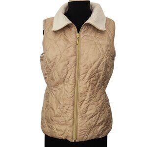 Casual Identity Gold Lightweight Quilted, Sherpa Lined Vest - Size Small